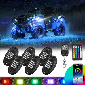 6 Pods RGB LED Rock Lights for UTV ATV Golf Cart  RZR Offroad Pickup SUV,  Multicolor Underglow Kit for  with APP  Mode,  Underbody Light Underneath Accent 12V
