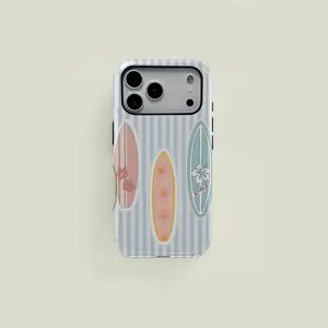 Beach Surfboard Hawaiian Style Double Layer Protective Case Solid 2-in-1 Protective Case for iPhone 17 16 15 Pro 14 13 12 11 Pro Max