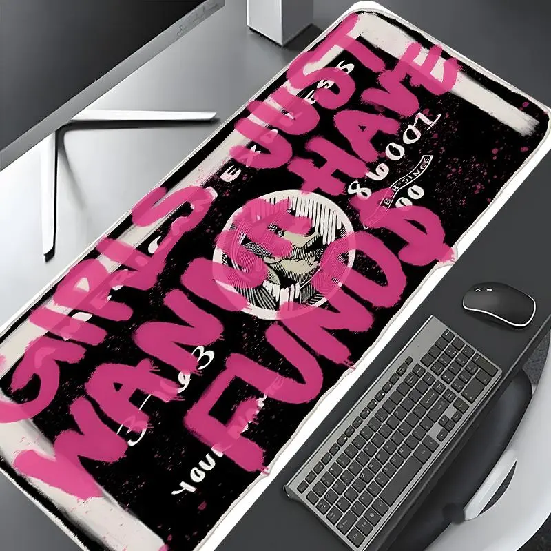 Girls Just Wanna Have Fund$ Pattern Lettering Mouse Pad, Rectangle Gaming Mouse Pad, Non-slip Rubber Pad, Desktop Decoration for Home Office