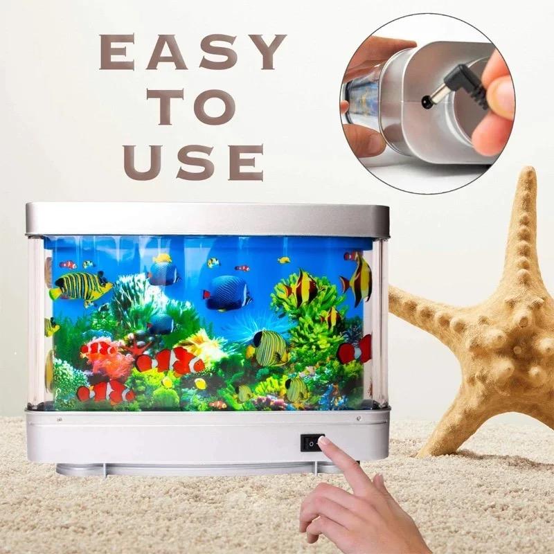 Artificial Tropical Fish Tank lamp Decorative Sensory Aquarium Lamp Virtual Move Ocean  Mood Night Light Room Table Decoration Ornaments