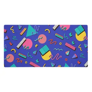 80s Retro Geometric Wall Art – 36x18 Print, Colorful Abstract Pattern, Vibrant Pop Art Home Décor