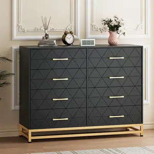 Black 8-Drawer Dresser for Bedroom & Closet Tall Chest with Soft-Close Glides, Anti-Tip Kit | 36.2" H Space Saving Storage Organizer​