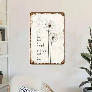 Dandelion Pattern Metal Sign, Modern Metal Wall Art, Wall Decor for Home Living Room Bedroom Study Room