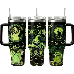 20oz/30oz/40oz Halloween Oogie Boogie Stainless Steel Tumbler – Insulated Travel Mug with Handle, Horror Movie Inspired Cup, Nightmare Before Christmas Fan Gift