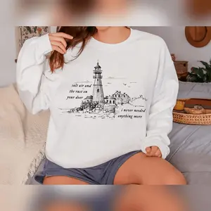 Salt Air August Unisex Crewneck Sweatshirt Folklore Merch Evermore Aesthetic Fairytale Storybook Vibe Cotton T-Shirt Eve Hoodied Everyday Cotton Hoodies