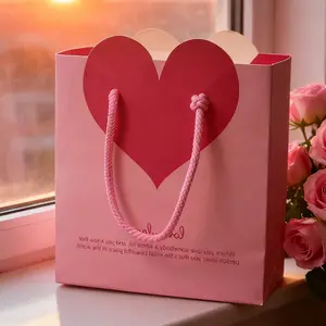Valentine's Day Gift Bags Set 1pc/2pcs/5pcs, Paper Kraft Bags with Handles for Fun Gift Storage, Unique Gifts for Unforgettable Exchanges, Gift Wrapping Supplies