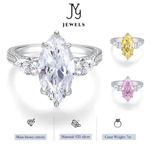 【JYJZZ206】S925 silver 7 CT horse eye ho set zirconia ring with zirconia row ring rule wedding party premium design.