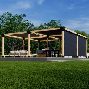 Kit for a Screened Pergola With Shade Canopies