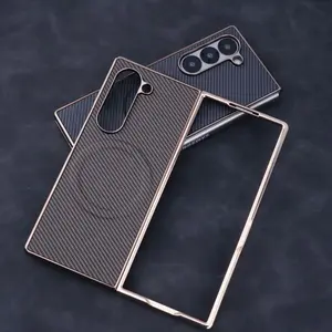 Left-right foldable magnetic phone case is compatible with Samsung Galaxy Z Fold 7, Z Fold 6, Z Fold 5, Z Fold 4 and Z Fold 3. It is a shockproof protective cover featuring durable protection and a firm grip design.