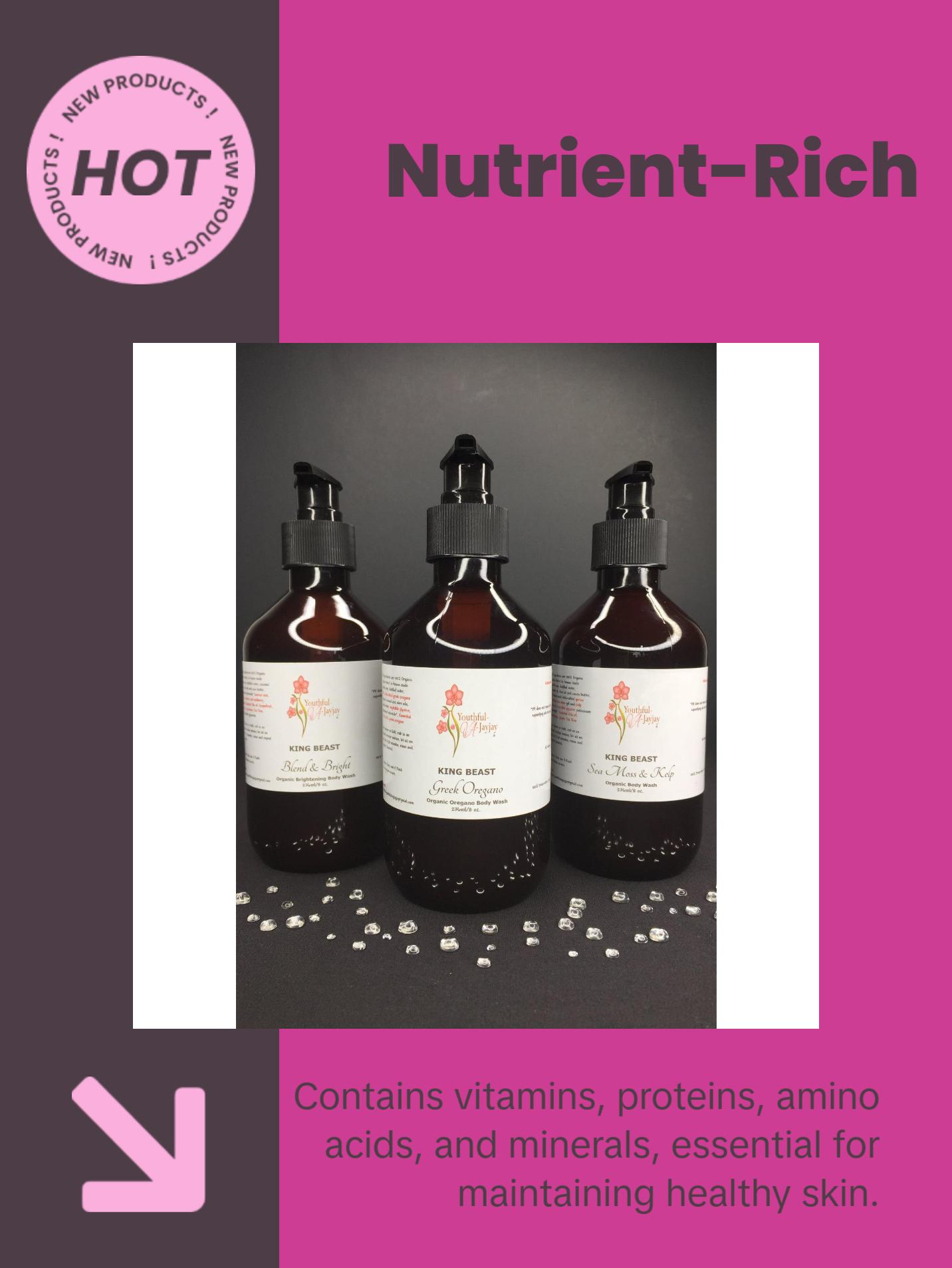 KING BEAST: Organic Sea Moss & Kelp Body & Facial Wash, 10 oz. KING BEAST: Organic Sea Moss & Kelp Body & Facial Wash, 10 oz.