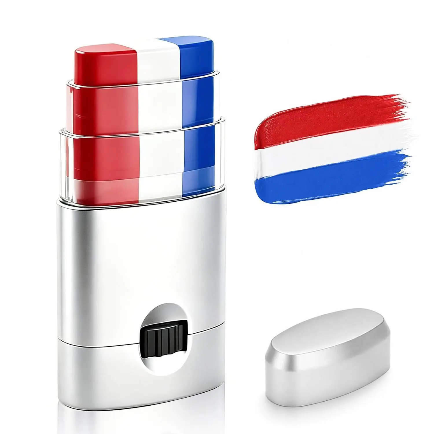 Red White Blue Face & Body Paint Stick, Sports Eye Black-Style Makeup Stick, Soccer Fan Makeup, Waterproof Sweatproof Cream Paint for Football Baseball Fans, Patriotic Game Day Makeup for 4th of July