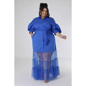 PLUS SIZE Be A Lady Dress-ROYAL BLUE-74