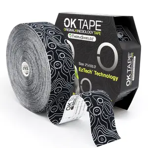 OK TAPE PRO 2in X 103 Feet Original Elastic Latex Free Kinesiology Therapeutic Tape Water-Resistant Free Cut Printed for Gym Wrap & Exercise Wrist Wraps