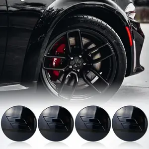 63mm=2.5 inches-Slash Wheel Center Cap Covers Hub Cap Emblem Badge Compatible with Jeep & Chrysler & Dodge Charger Challenger Durango Dart (Black)