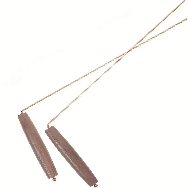 2pcs Copper Dowsing Rods, Divining Rod Kit With Walnut Handle - Dowsing Rods & Pendulum Set For Ghost-Hunting Tools, Divining Water, Treasure,Buried Item