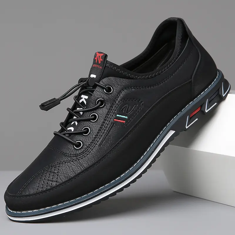Men's Casual Shoes Fashion Leather Lace-up Version Work Shoes Comfortable Versatile Soft Soled Walking Shoes High Quality Business Office Outdoor Shoes for Men Mocassin Plus Size