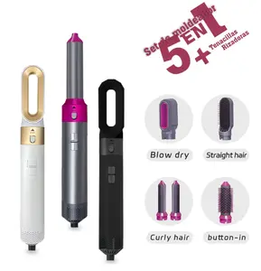 5-in-1 Automatic Hot Air Styler- Multifunctional Curl/Straighten/Dry/Voice/Detangle | Three-speed Temperature Control | Negative Ion Treatment | Detachable Styling Head | Suitable for All Hair Types and Styling Needs Daily Removable
