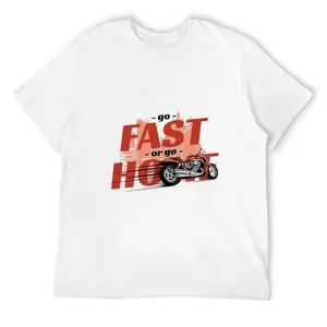 Retro Biker "Go Fast Or Go Home" Heavyweight T-Shirt, 180gsm Premium Cotton Short Sleeve, Bold Motorcycle Graphic Tee, Streetwear for Men/Women, Casual White Crewneck Top,flamingo merch,big deborah,elwood clothing,funny shirts,deo merch,Customized, Croche