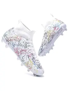 Boys Girls Football Shoes, Unisex Artificial Grass Sports Shoes, Indoor Outdoor Track & Field Competition, Sporty Style