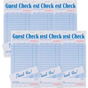 DGBDPACK Guest Check Pads for Servers - Thick Paper (6 Pads), 300 Orders Total, Waitress Notepad for Restaurants (Blue, 6.75"x3.5"), 50 Sheets/Pack