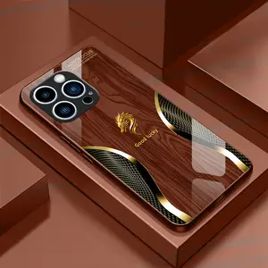 Wood Grain Design Tempered Glass Phone Case for iPhone X, 11, 12, 13, 14, 15, 16 Plus, Pro and Promax with Camera Protection, Anti-Fingerprint Technology and a Sleek and Stylish