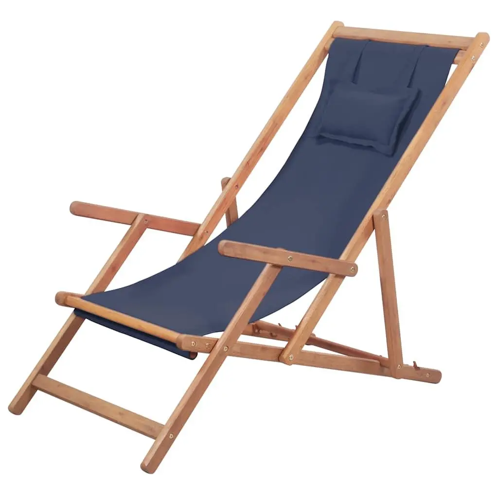 vidaXL Folding Chair Fabric and Wooden Frame Blue 43996