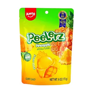 Amos Sweets Pineapple Gummy Candy - Real Fruit Juice Infused, Soft & Chewy, 170g Bag