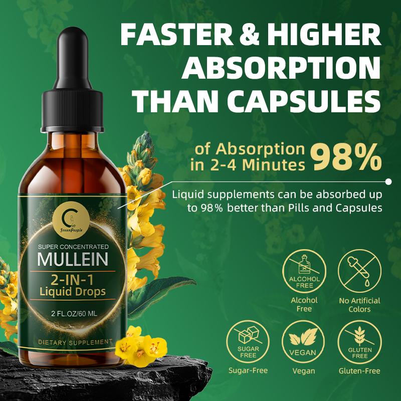 Greenpeople Mullein Leaf & Marshmallow Root Tincture Supplement, Sugar-Free, Gluten-Free Botanical Respiratory Support Liquid Extract, Plant-Based Immune Support, 2 fl oz (30-Day Supply)