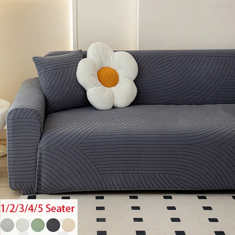 Breathable Skin-Friendly Striped Sofa Cover, Sofa Covers Washable, All-Season Stain Resistant Elastic Sofa Protector, Comfortable Home Furniture Protection
