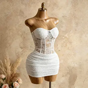 Women’s lace sexy sheer bodycon dress with boning; women’s sexy festival dress