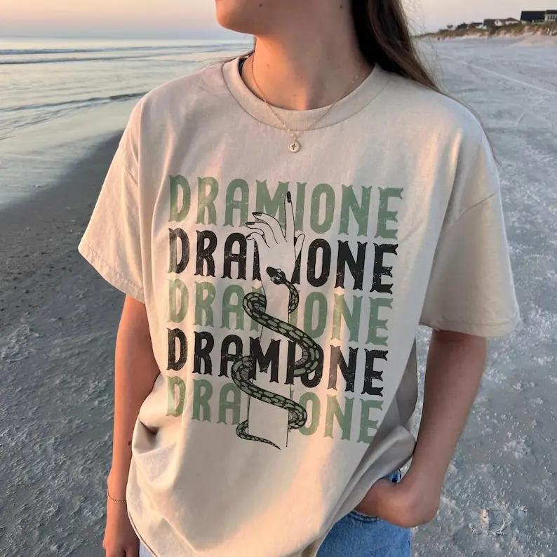 Dramione Shirt | Malfoy Manor Granger T Shirt, Bookish Fan Fic Shirt, Magic Wizard School, HP Merch, Manacled Fan Fiction Snake House Green