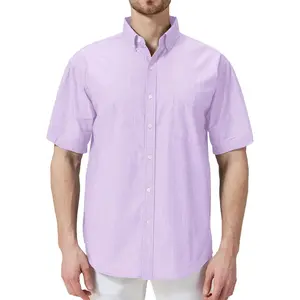 Men's Short Sleeve Button Down Shirt, 100% Cotton Lightweight Breathable Casual Work Shirt with Chest Pocket