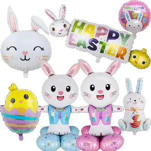 Easter Party Decor Supplies Easter Bunny Balloon Carrot Chick Easter Eggs Balloon for Easter Home Decor Happy Easter Balloon