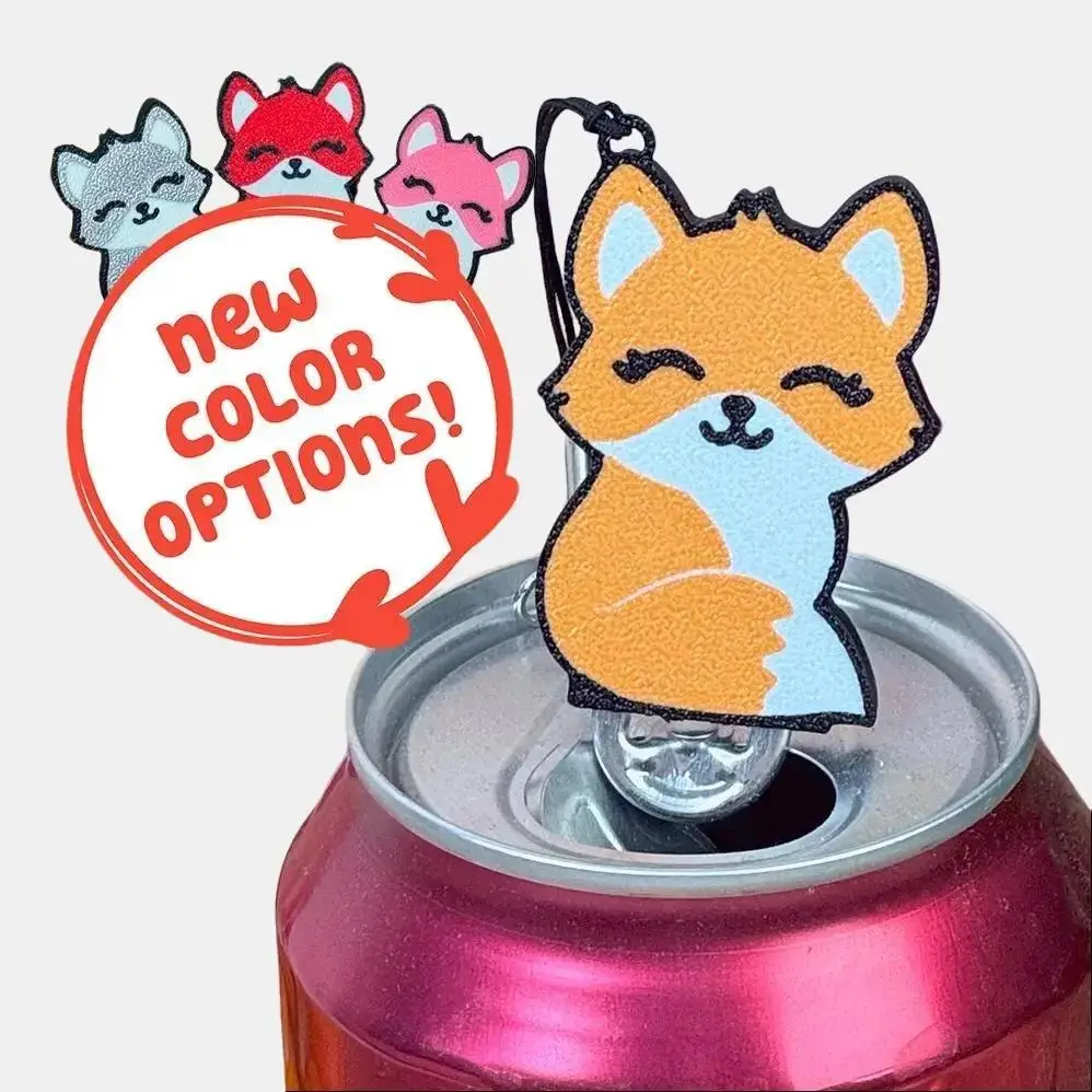Tab Buddies Fox! Cute Soda Tab Opener with Keychain strap - Adaptive Assistive Tech for Hand Strugggles - Kitchen Drink tool - Kawaii Kitsune Autumn L
