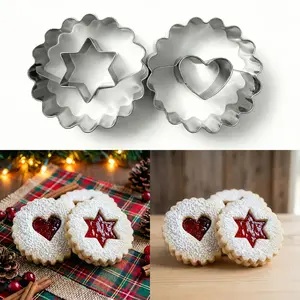 Stainless Steel Cookie Molds Set of 2, Multifunctional Baking Tools for Christmas Easter Hanukkah Thanksgiving Valentine's Day