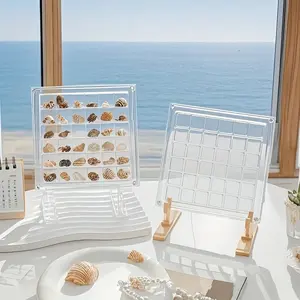 Square Acrylic Shell Storage Display Box, Transparent Specimen Showcase, 36-Grid Mini Shell Box, Magnetic Lid, High Transparency, Daily Collection