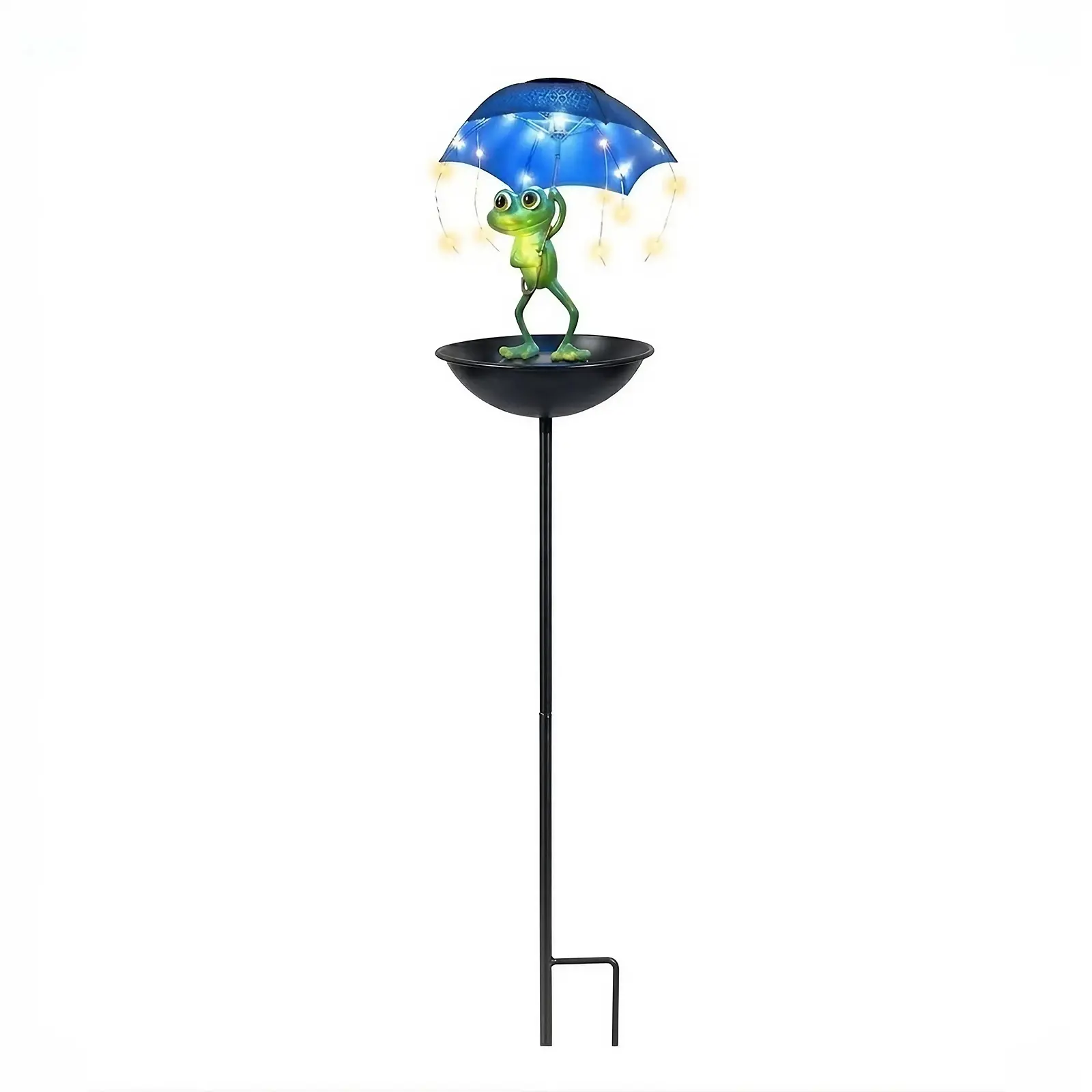 Solar Frog Garden Stake LED Light & Bird Feeder, Outdoor Lawn Statue Decor for Home Improvement