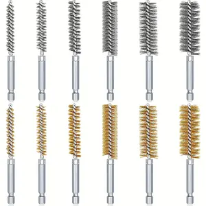 Drill Bit Set, Stainless Steel Cleaning Brush for Power Drill Impact Driver, Bore Brush, Bore Cleaning Brush Set, Power Tool Accessories
