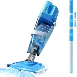 Cordless Pool Vacuum Above & Inground Pools, Powerful 1590 GPH Suction,Handheld Telescopic Pole up to 85.45", 1H Runtime, 2L Debris Bin, Rechargeable Pool Cleaner for Spas & Hot Tubs