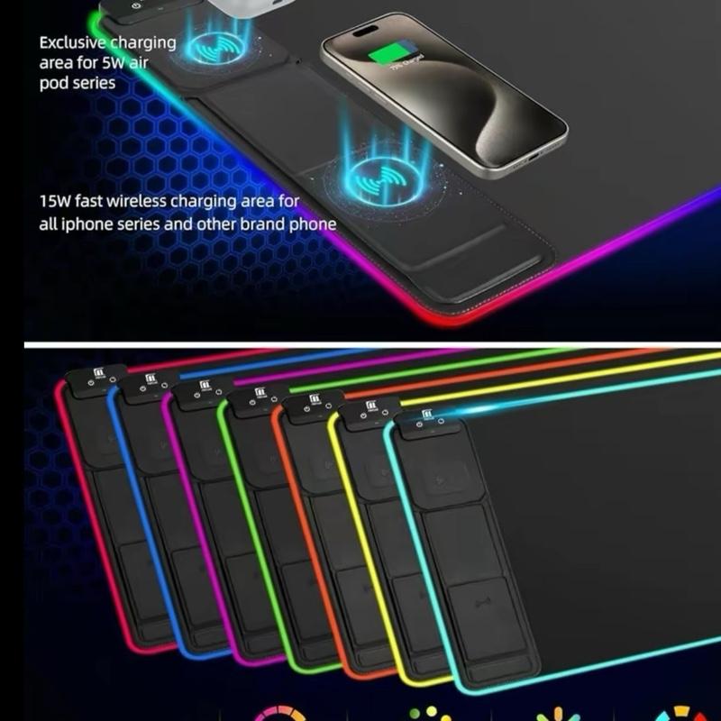 MagSafe Wireless Charger for Mobile Phones RGB Illuminated Gaming Mouse Pad with Ultra-Large Surface Competitive Gaming App Control