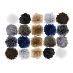 Mandala Crafts Faux Fur Pom Pom Balls - Fluffy Pom Poms Puff Balls Pompoms for Keychains - Faux Fur Pom Poms for Hats Scarves Shoes Bags Charms 20 PCs 10 Colors 3 Inches