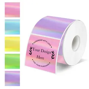 STARBOLING Square Thermal Labels Stickers 2" x 2", Holographic Thermal Stickers Labels, Glitter Self-Adhesive Direct Thermal Label for Small Business- Holographic