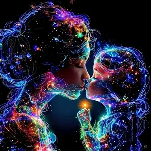 Vibrant Galaxy Mother And Child Kissing With Starlight Art Painting Diamond Painting 5D DIY Diamond Painting Kit Full Drill Square Round Diamonds Embroidery Cross Stitch Art Craft Home Wall Decor Unique Gift Living Room Handmade Decorative Painting Set