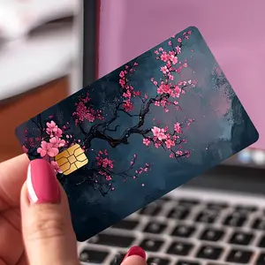 Cherry blossom pattern Credit Card Sticker used for EBT, transportation, keys, credit cards, debit cards, card skins, protect bank cards, no bubbles, High Quality, suitable for small chip cards Self Adhesive Stickers