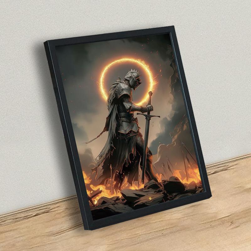 Frameless Artwork, 2D Flat1 Dark Soul Canvas Wall Poster - Frameless, Dramatic Sword Dance Design, Perfect for Living Room, Study, Bedroom Decoration |   Elegant Black Framed Gift, Ideal Room Decor, 2D Flat, Perfect for Room Decor