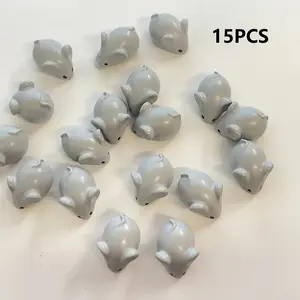 15-Piece Cute Mini Resin Mouse Figurines Set, Ideal for DIY Decor & Desktop Display, Perfect for Christmas Halloween Thanksgiving Fall Home Decoration