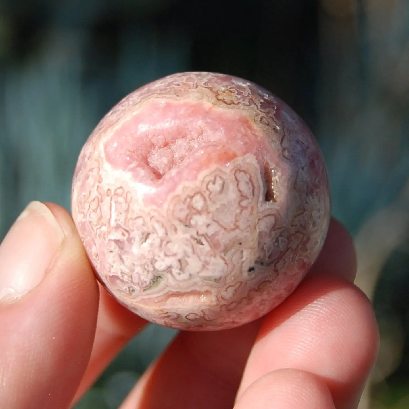33mm 64g Genuine Rhodochrosite Galena Crystal Gemstone Sphere