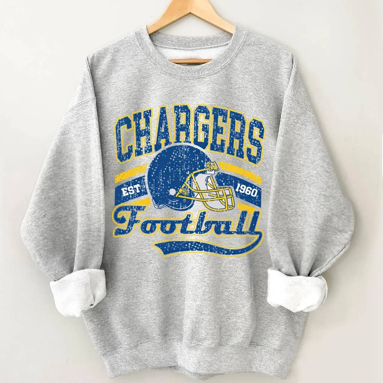 Vintage Chargers Football Sweatshirt, Retro Oversized Game Day Sweatshirt, Unisex Gifts For Football Fan