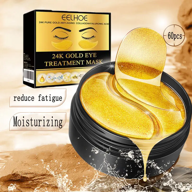 24K Gold Moisturizing Eye Mask, 60pcs/set Tightening and Lifting Eyecare Patch, Brightening & Firming Eye Sticker, Beauty & Personal Eye Care Product, Valentine's Day Gift Skincare Gel