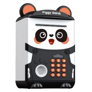 Panda Money Bank, Cute Piggy Bank for Kids with Long Life Plastic Design and Fingerprint Recognition Automatic Rolling Function for Children's Savings Education and Gift Ornaments Decor